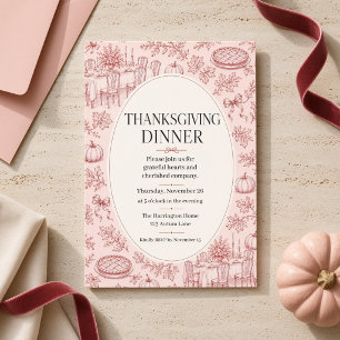 Invitación a cena de Acción de Gracias con toile d