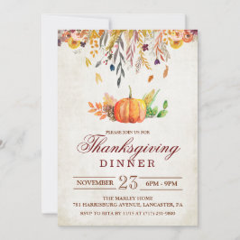 Invitación a cena de Acción de Gracias de otoño co