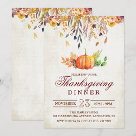 Invitación a cena de Acción de Gracias de otoño co