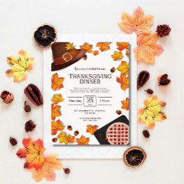 Invitación a cena de Acción de Gracias de otoño na