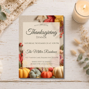 Invitación a Cena de Acción de Gracias de Otoño Rú