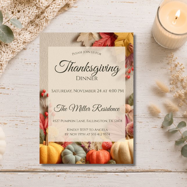 Invitación a Cena de Acción de Gracias de Otoño Rú (Subido por el creador)