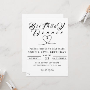 Invitación a cena de cumpleaños, editable cena de