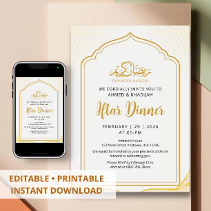 Invitación a cena de Iftar de Ramadán con arco de 