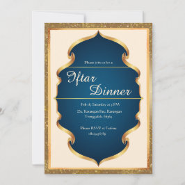 Invitación a cena de Iftar en azul real y dorado