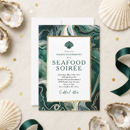 Invitación a cena de mariscos en mármol esmeralda