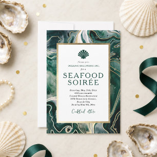 Invitación a cena de mariscos en mármol esmeralda