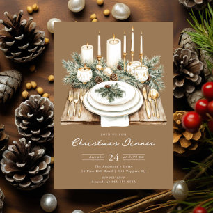Invitación a Cena de Navidad con Luz de Velas Rúst