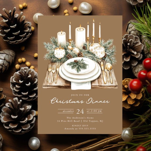 Invitación a Cena de Navidad con Luz de Velas Rúst (Subido por el creador)