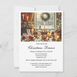 Invitación a cena de Navidad familiar elegante