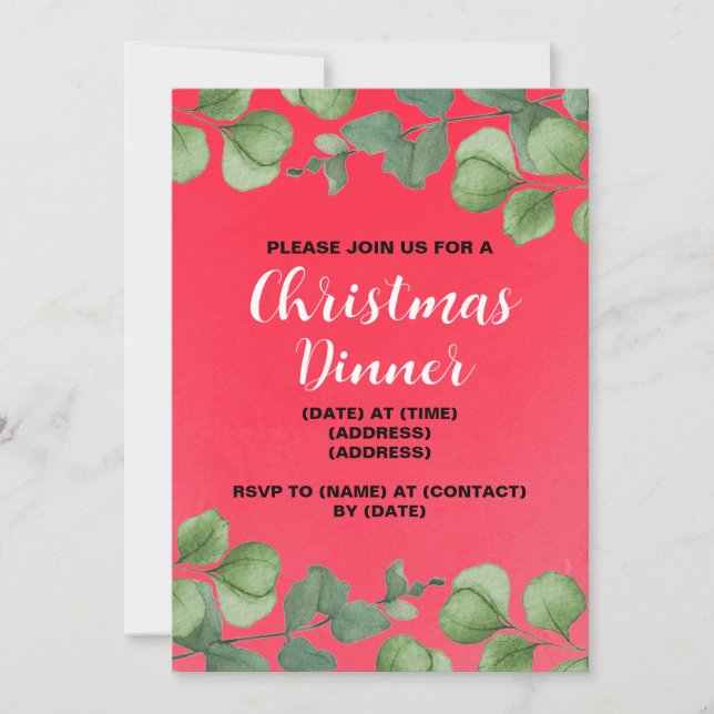 Invitación a Cena de Navidad, Plantilla Editable (Anverso)