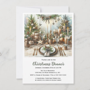 Invitación a Cena de Navidad Rústica Elegante