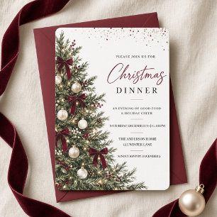 Invitación a cena de Nochebuena con árbol de Navid