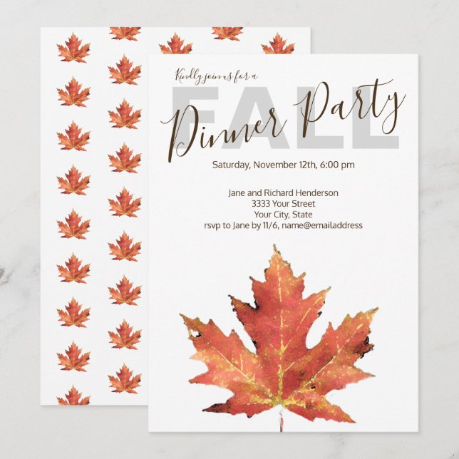 Invitación a Cena de Otoño (Anverso / Reverso)