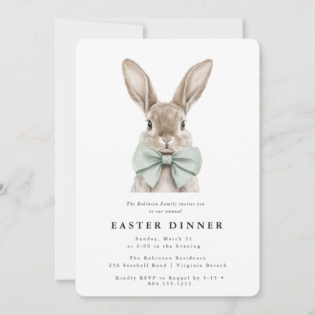 Invitación a cena de Pascua con acuarela moderna  (Anverso)