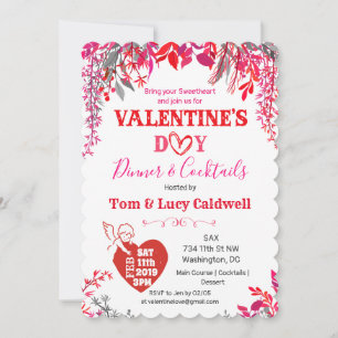 Invitación a cena del día de San Valentín floral