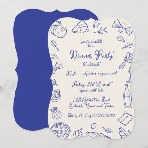 Invitación a cena dibujada a mano