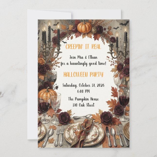 Invitación a cena gótica de otoño (Anverso)