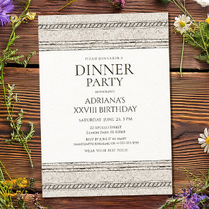 Invitación a cena griega con elementos de piedra