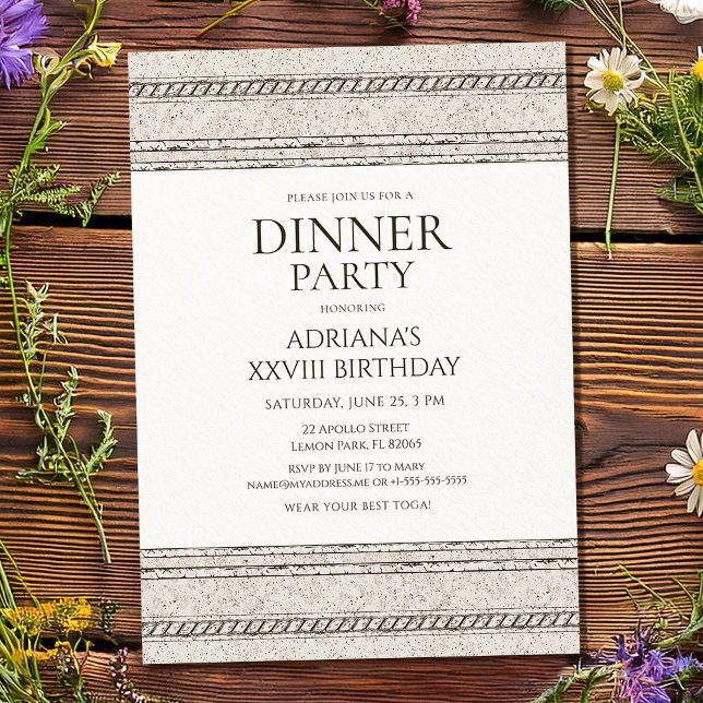 Invitación a cena griega con elementos de piedra (Subido por el creador)