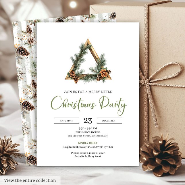 Invitación a Cena Navideña Rústica Bohemiana Verde (Rustic Bohemian Sage Green Holiday Dinner Invite

)