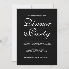 Invitación a Cena Simple y Chic con Caligrafía Neg