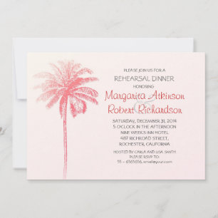 invitación a cenar a una playa de palmeras rosas
