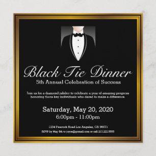 Invitación a cenar Black Bow Tie Tuxedo
