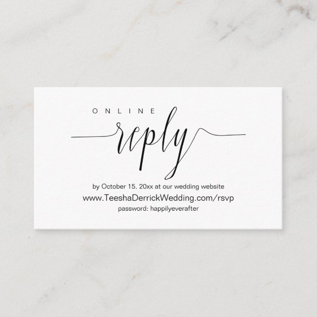 Invitación a cenar boda, RSVP en línea (Anverso)