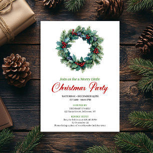 Invitación a cenar con corona de Navidad en acuare