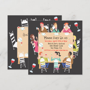 Invitación a cenar con mesa y amigos