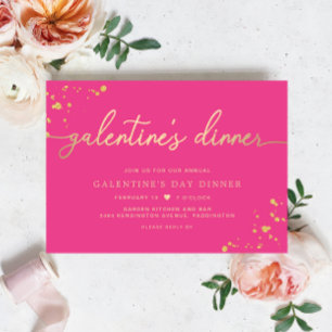 Invitación a cenar el Día de Galentine de Oro Rosa