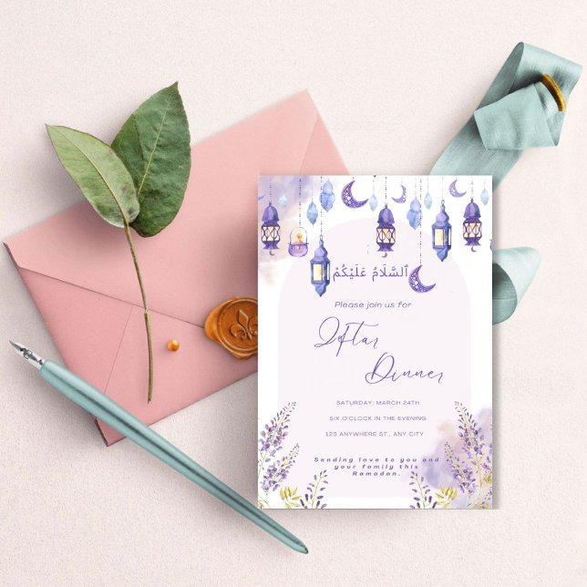 Invitación a cenar Iftar de Ramadán Floral Lilac (Subido por el creador)