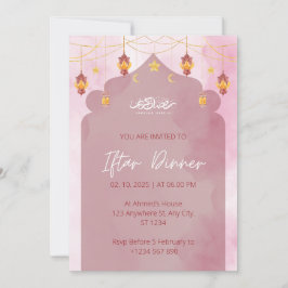 Invitación a cenar Iftar mezquita rosa ramadan