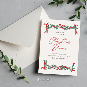 Invitación a cenar Navidades clásicos y elegantes