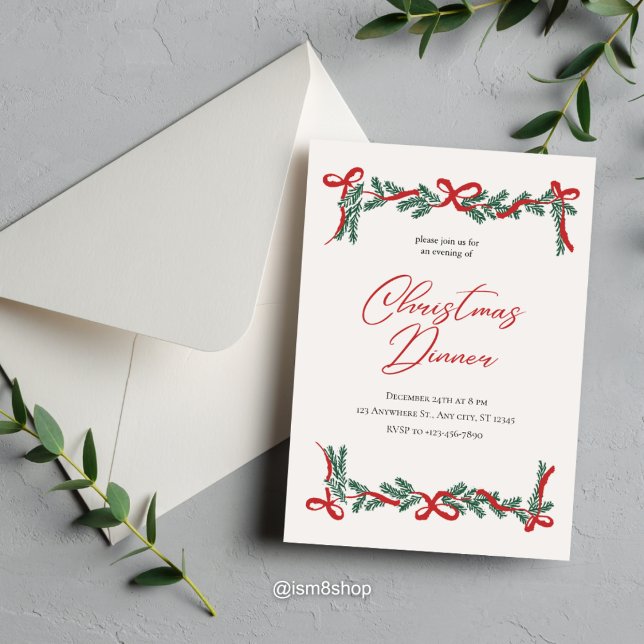 Invitación a cenar Navidades clásicos y elegantes (Subido por el creador)