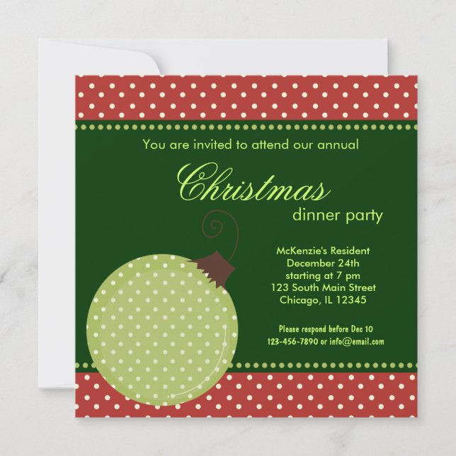 Invitación a cenar Navidades Dots (Anverso)