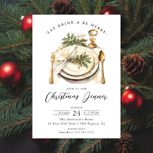 Invitación a cenar Navidades elegantes