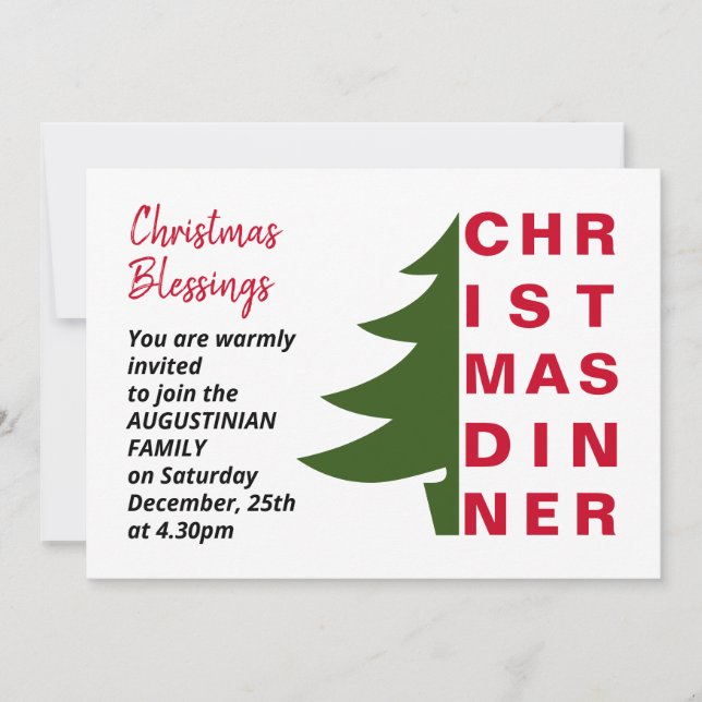 Invitación a cenar Navidades simples (Anverso)
