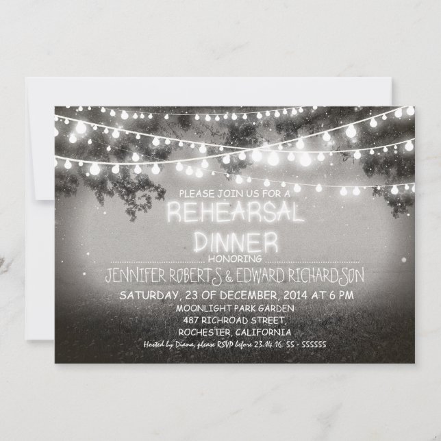 invitación a cenar para ensayo con luces de noche (Anverso)