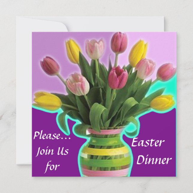 Invitación a cenar Tulipanes de Pascua (Anverso)