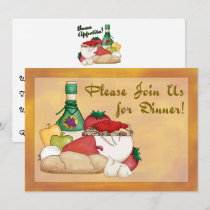 Invitación a cenar vino de comida italiana con ape