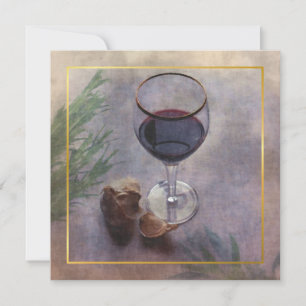 invitación a cenar vino y ajo