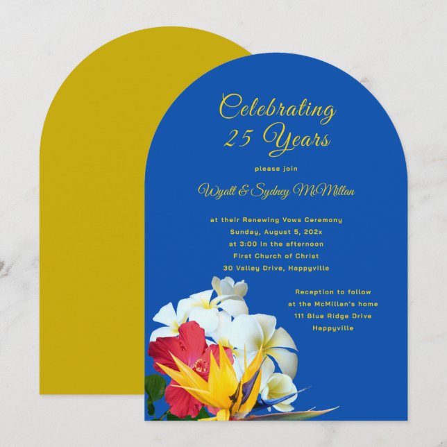 Invitación a ceremonia de aniversario de flores de (Anverso / Reverso)
