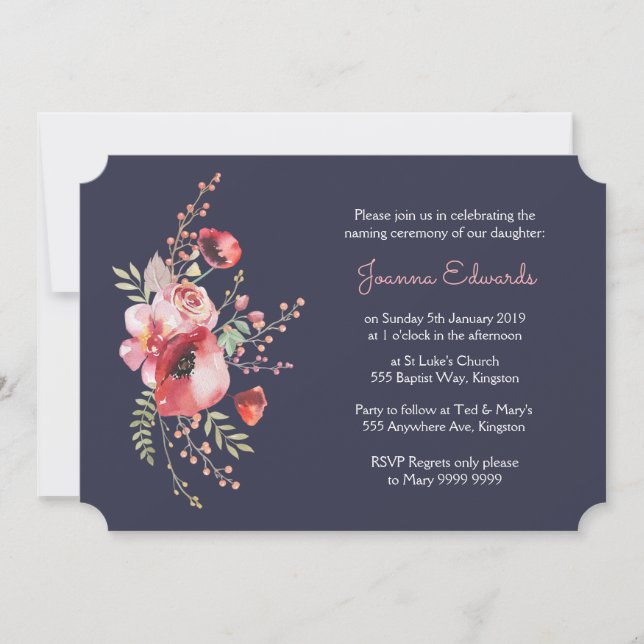 Invitación a ceremonia de nomenclatura de acuarela (Anverso)