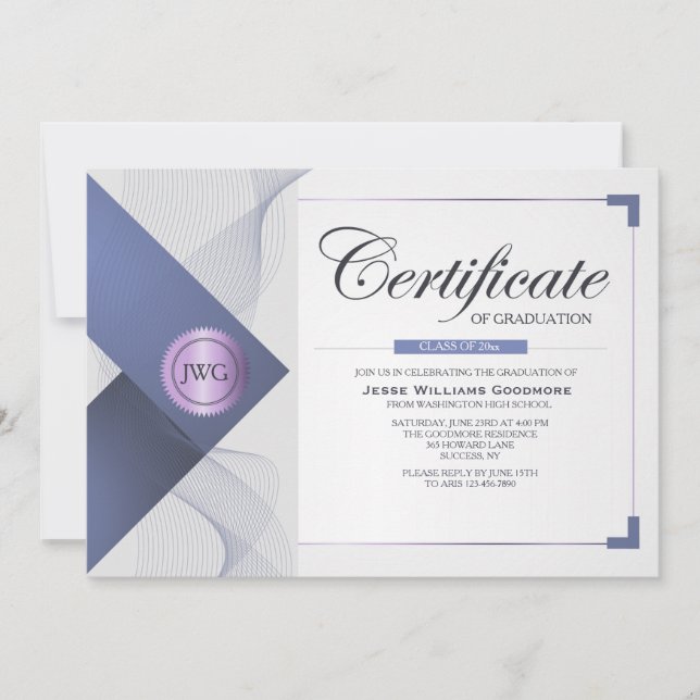 Invitación a certificado de graduación (Anverso)