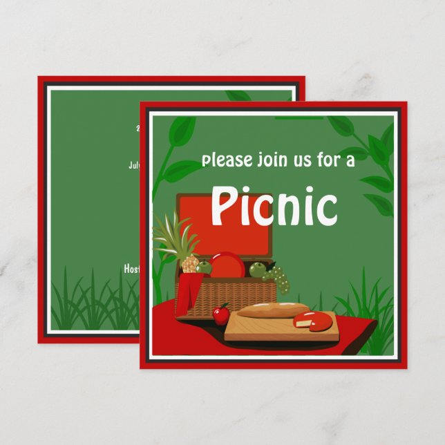 Invitación a cesta de picnic (Anverso / Reverso)