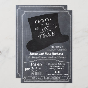Invitación a Chalk de Año Nuevo Eve Top Hat