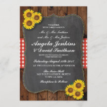 Invitación a Chalk de madera de girasol ruso Boda 