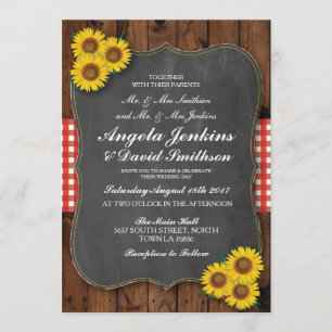 Invitación a Chalk de madera de girasol ruso Boda 